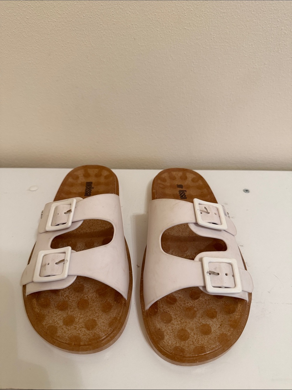 Melissa White Double-Buckle Jelly Sandals